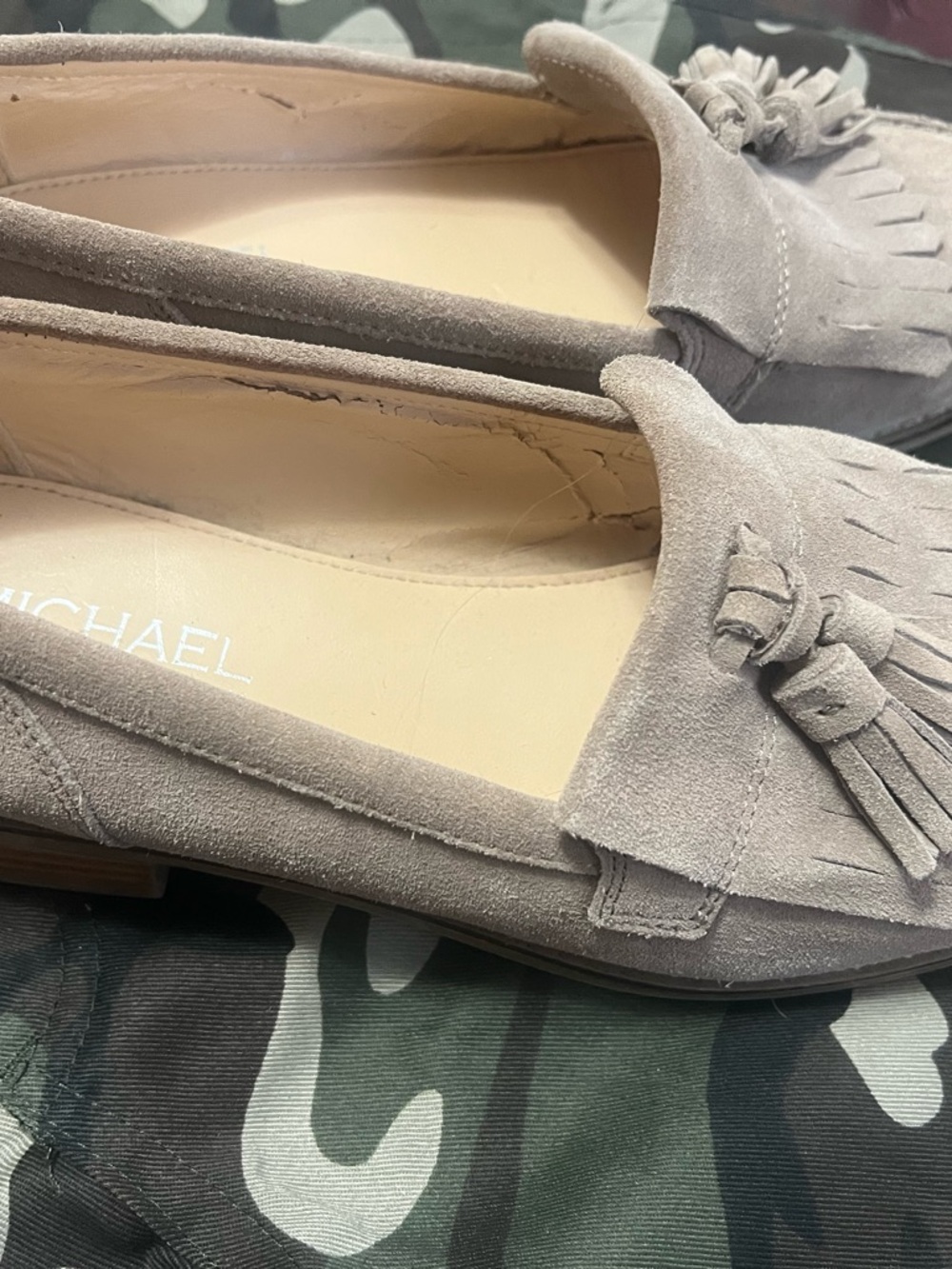 Michaels Taupe Suede Tassel Loafers